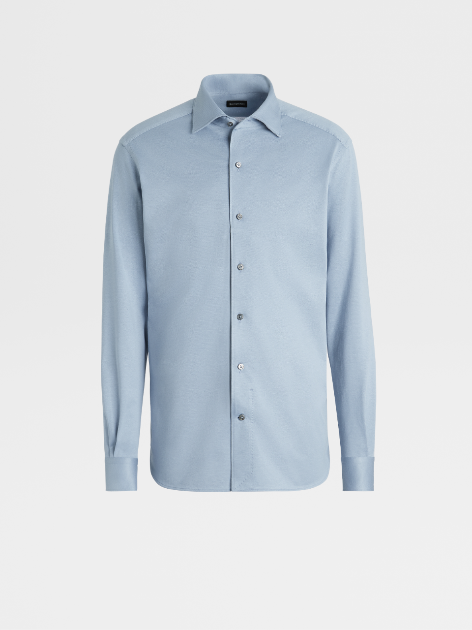 Light Blue Cotton and Silk Shirt, Regular Fit